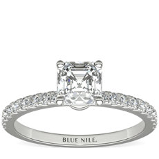 Petite Pavé Diamond Engagement Ring in 18k White Gold (0.24 ct. tw.)